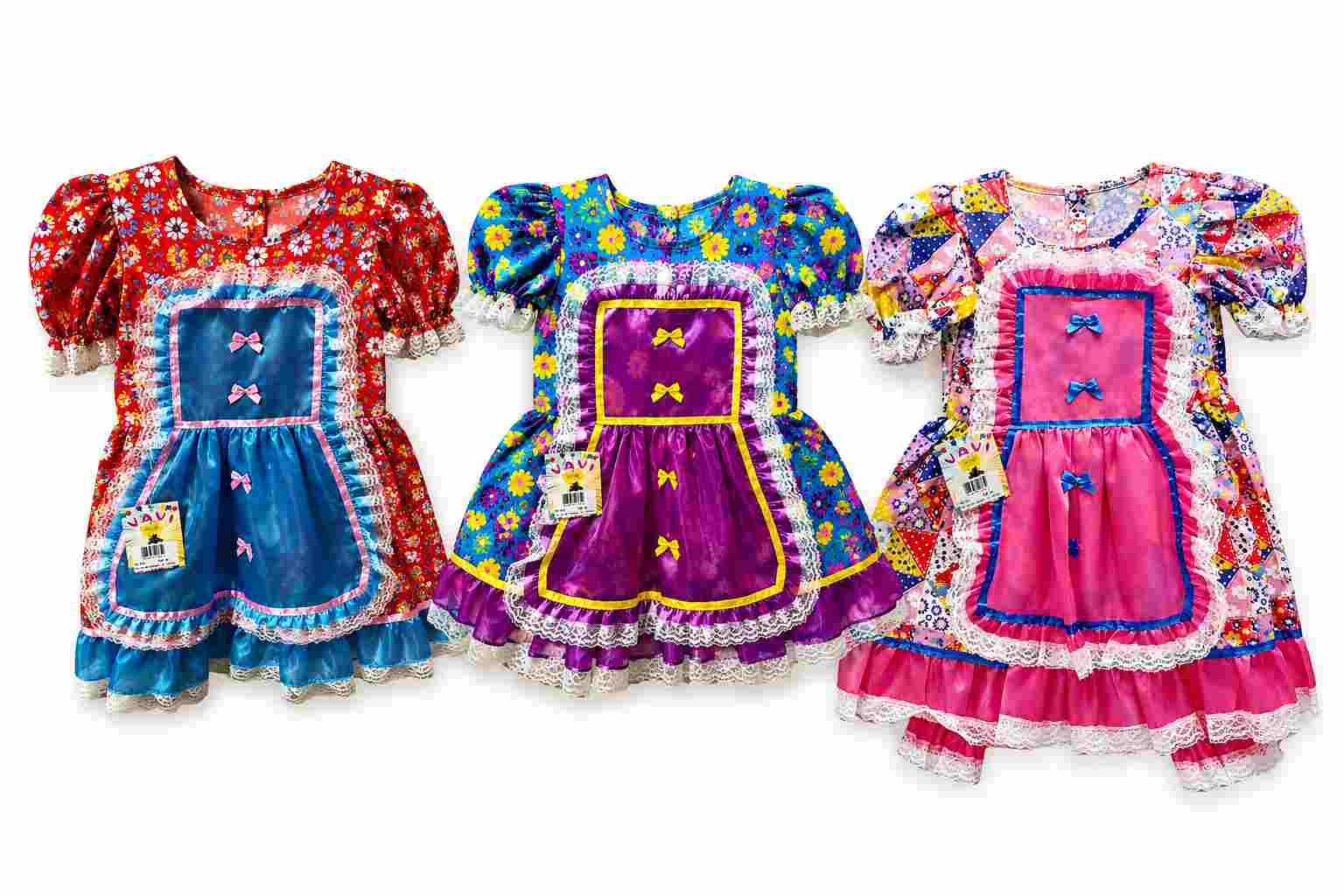 VESTIDO JUNINO ESTAMPADO C/ AVENTAL 